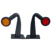 2pc Amber/Red 32-LED Double Face Rubber Surface Mount Pedestal Fender Side Marker Light Truck Trailer Flatbed Cargo Utility- Left and Right Angled Rugged IP67 Waterproof